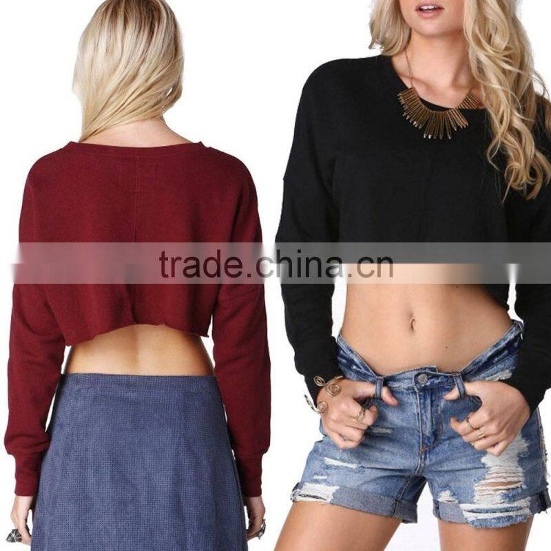 Newly Women's Long Sleeve Crop Tops Blouse Free Style Casual Clubwear