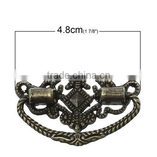 Antique Bronze Hollow Irregular Jewelry Wooden Box Pull Handle Knobs 48.0mmx24.0mm