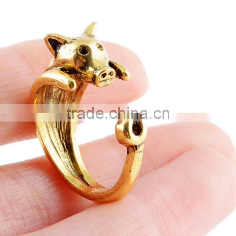 Pig Animal Wrap Rings for Men & Women and Girls Boys Unique Rings Fine Jewelry Resizable