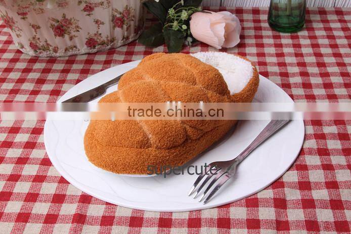 2016 most popular bread hambourger shape plush indoor slipper
