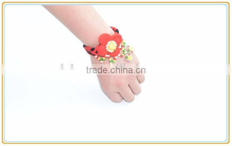 Women National Fabric Flower Bells Bracelet Handmade Cotton