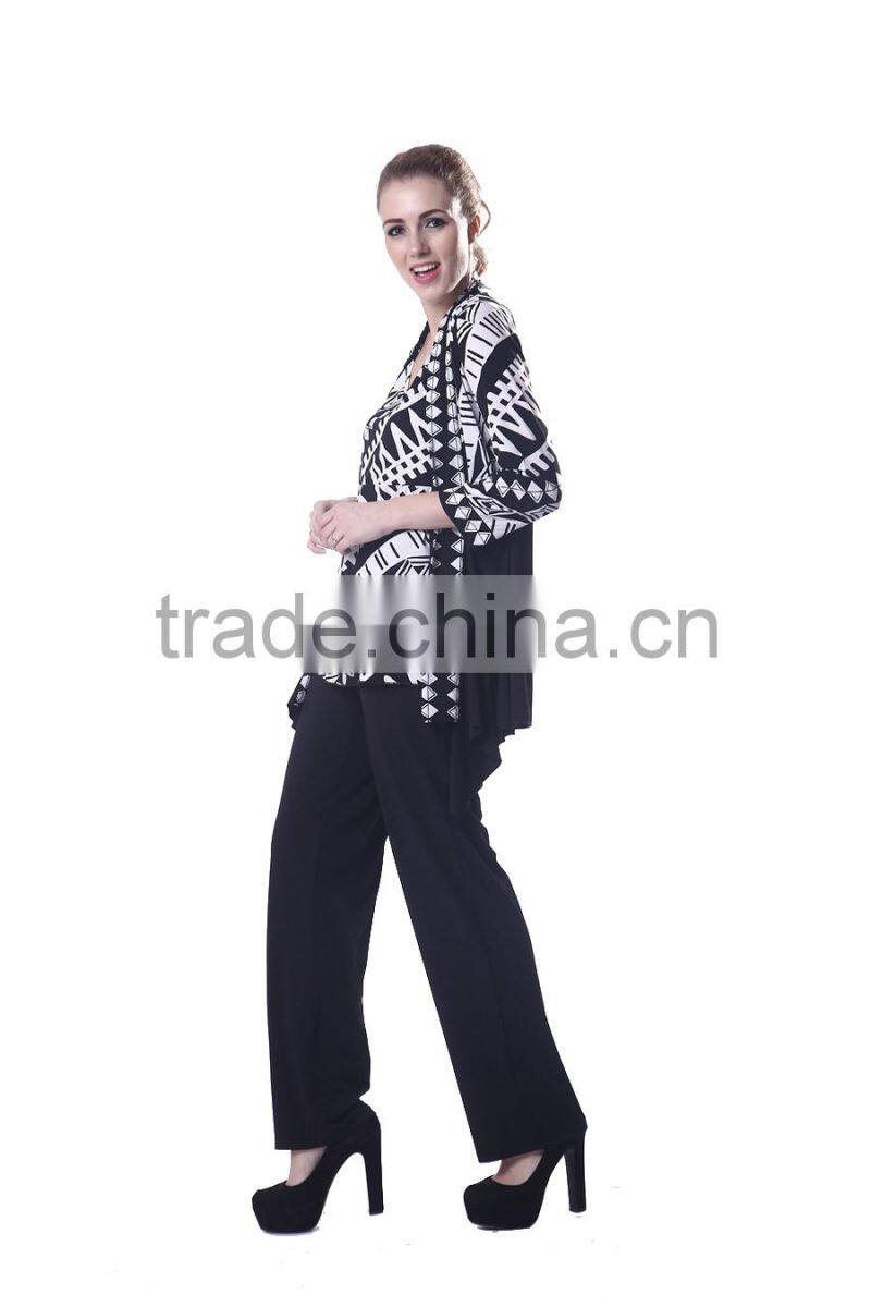 Ladies suit fabric free size and color ladies western pant suit sets zipper