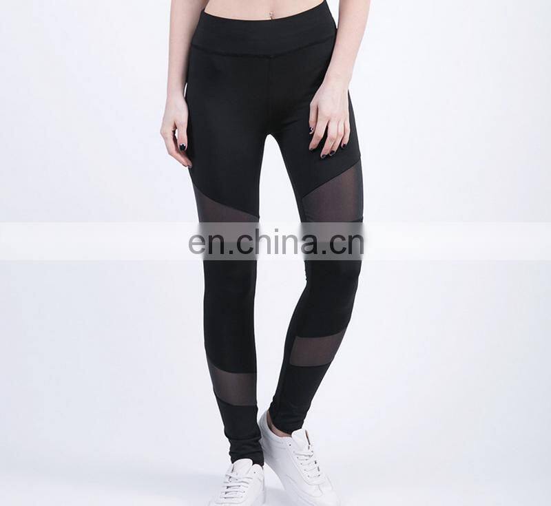 OEM Fashion women's yoga wear mesh insert fitness leggings wholesale sport leggings