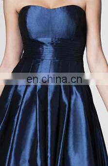 HC2224 Deep blue strapless sleeveless sweetheart neck gathered band bubble hem tea length zipper high low rainbow prom dresses