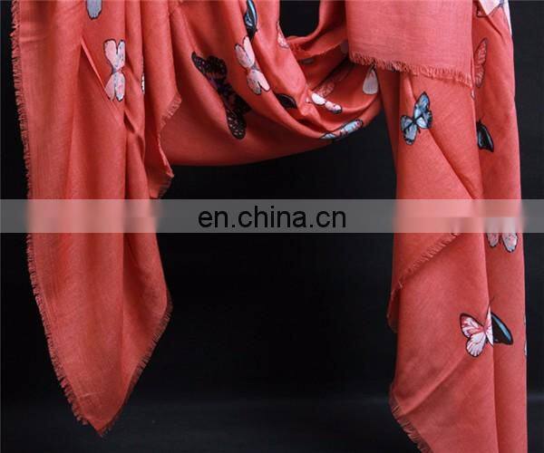 modal cashmere blend fashion butterfly print infinity lady scarf