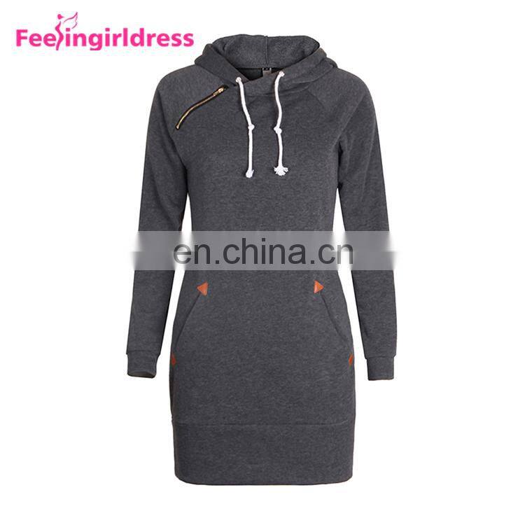 Hot Sale Plain Colour Pullover Winter Sweater Womens Hoodie Dress Long Sleeve