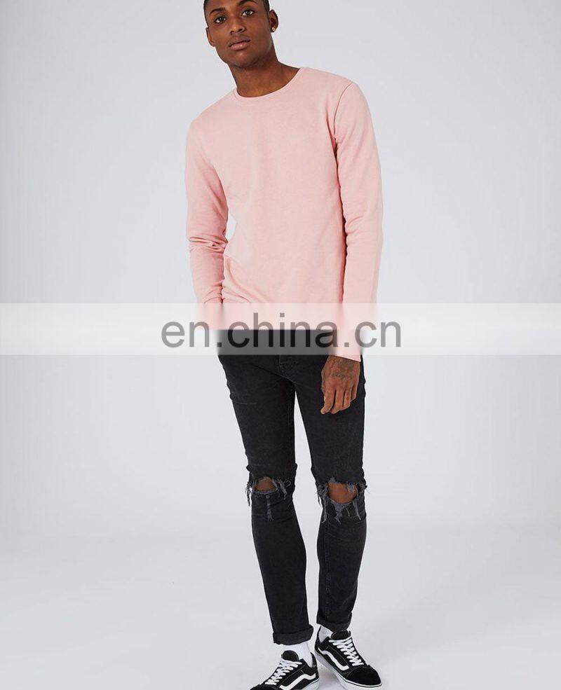 100% cotton plain pullover mens sweatshirts without hoods