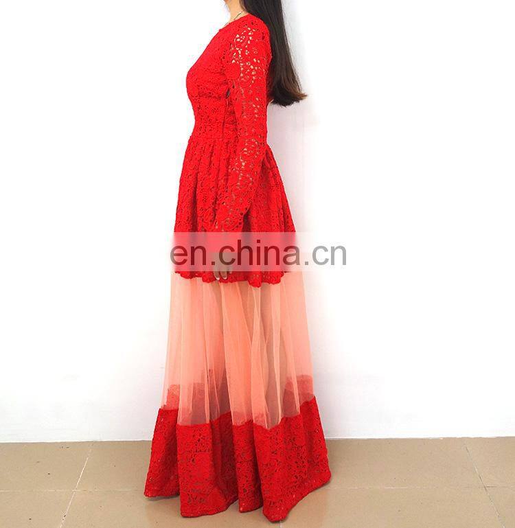 Lace skirt design princess style long dress Gauze Evening Dresses