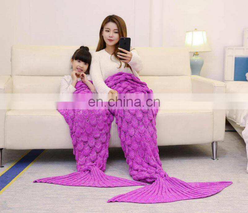 Classic style winter warm family mermaid tail blanket
