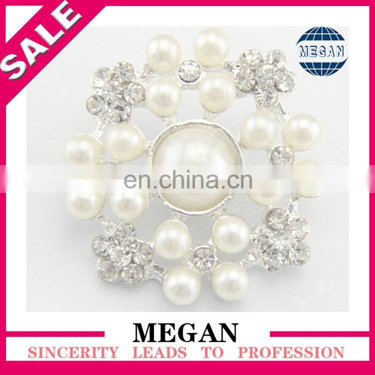 Pearl Silver Crystal Rhinestone Buttons for Bridal Embellishment
