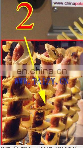 528 spiral potato chips making machine / electrical spiral fries / spiral potato cutter with hot dog (0086-13683717037)