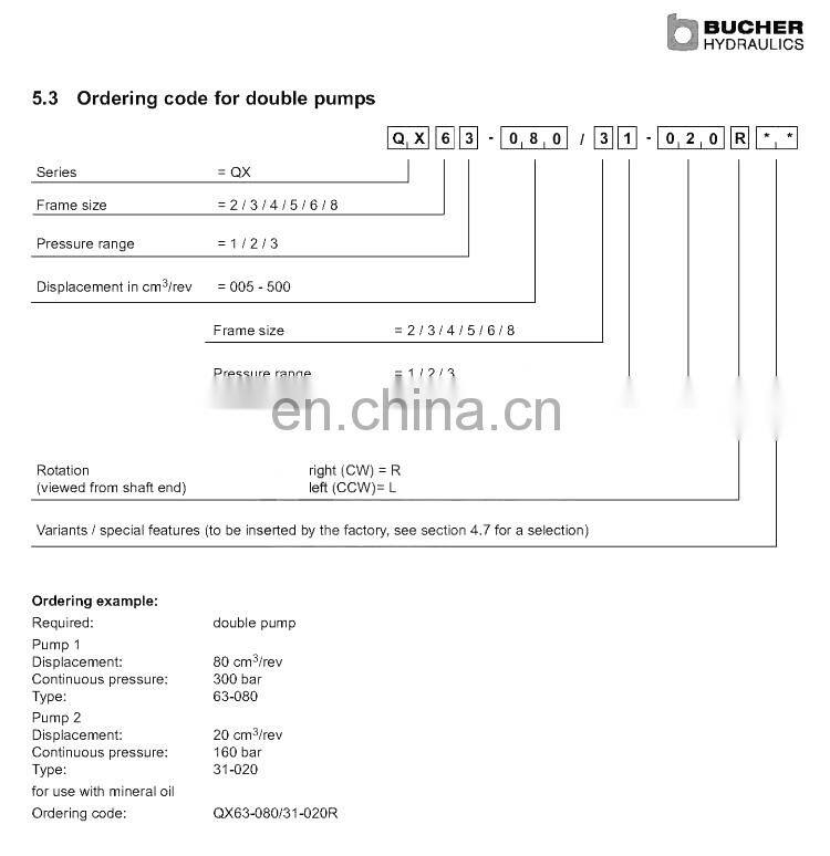 Trade assurance Germany BUCHER high pressure pump QX53/63/83-050/040/063/080/100/125/250/200/R original import QX63-080R