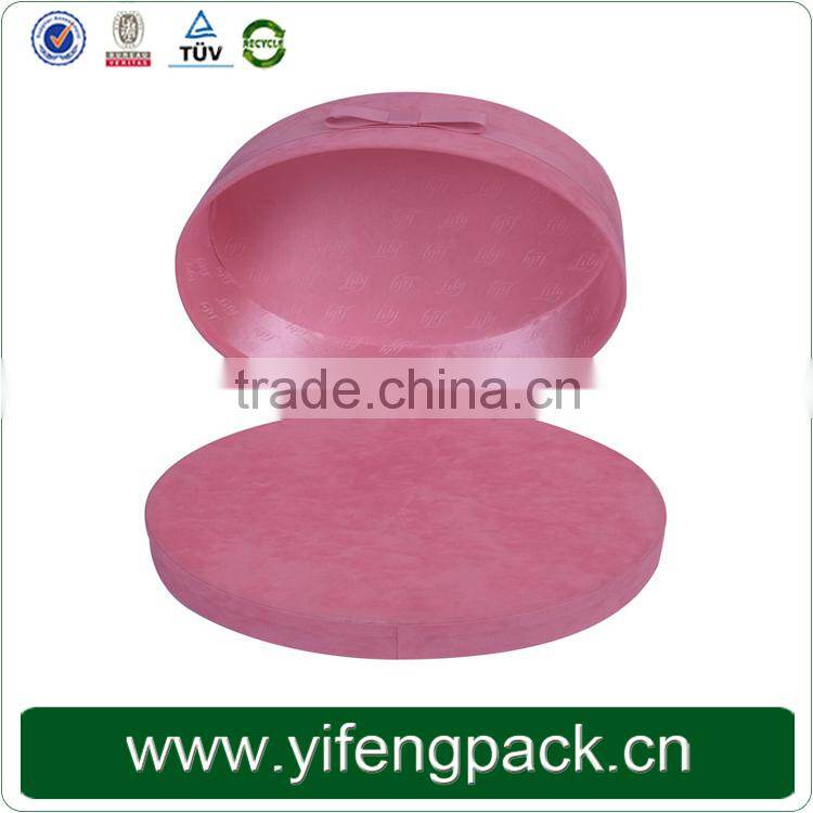 Customized decorative pink velvet large cardboard round gift box