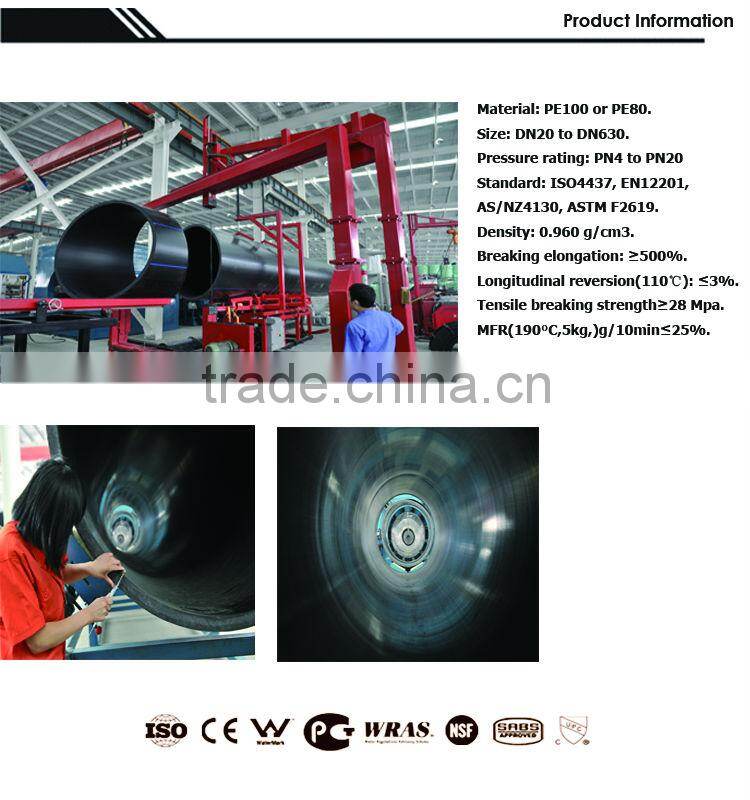 ISO4427 large diameter 1000mm diameter hdpe pipe
