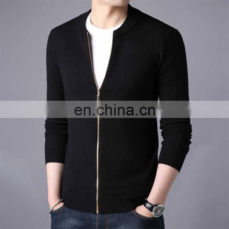 Factory wholesale spring and autumn new men's knitted cardigan fashion slim-fit stand collar sweater