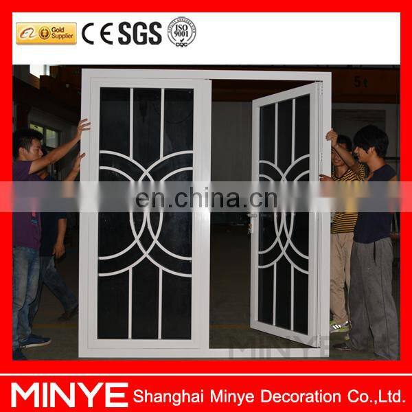 china suppliers aluminum front double door designs with beautiful grills