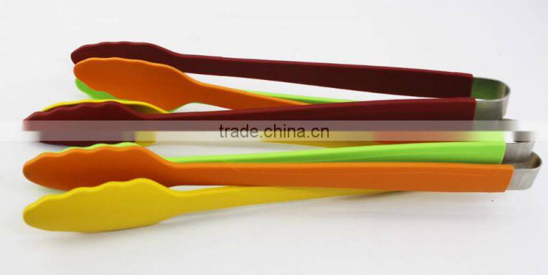 Cool Color Silicone Long Handle Kitchen Tongs