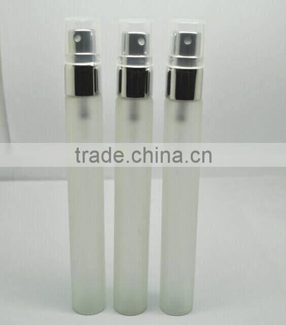 wholesale 10ml tubular frosted perfume spraying bottle, refillable glass perfume bottle