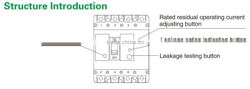 High quality residual current operated moulded case circuit breaker MCCB 10A
