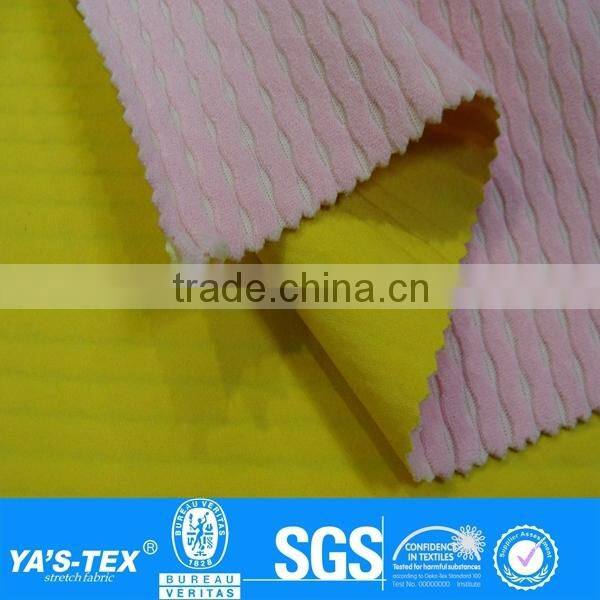 3 layers pink yellow ripple polar fleece boned stretch waterproof fabric for sportswear jacket winter dress
