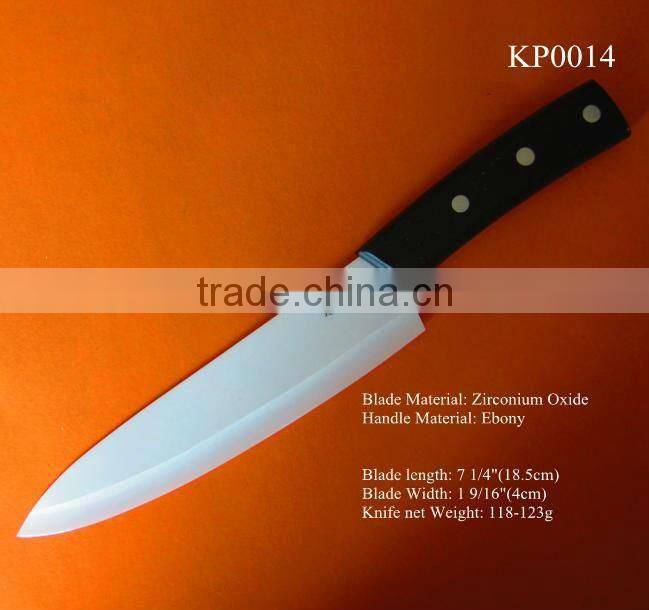 popular fashion 7 inch solid elegant ebony wooden handle white blade zirconia ceramic chef s knife