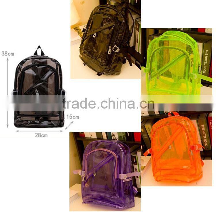 Bright Neon Colorful Clear Transparent PVC Backpack
