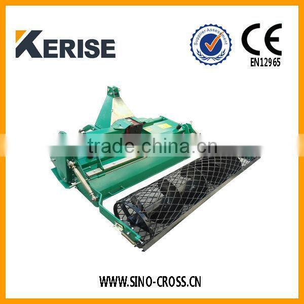 Tractor mounted rotary tiller stone burier