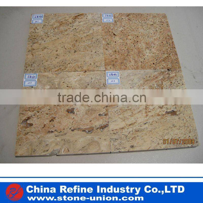 Golden travertine tile