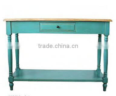 Classic french country style turquoise blue console table with drawers