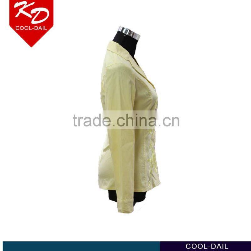 2016 ladies' plain t-shirts OEM service lapel collar casual suit design custom shirts