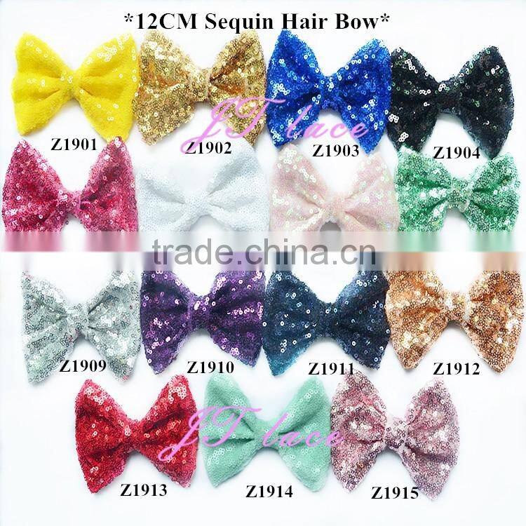 Vertical stripes hair bow - rhinestone hair bow - ribbon hair bow button centre
