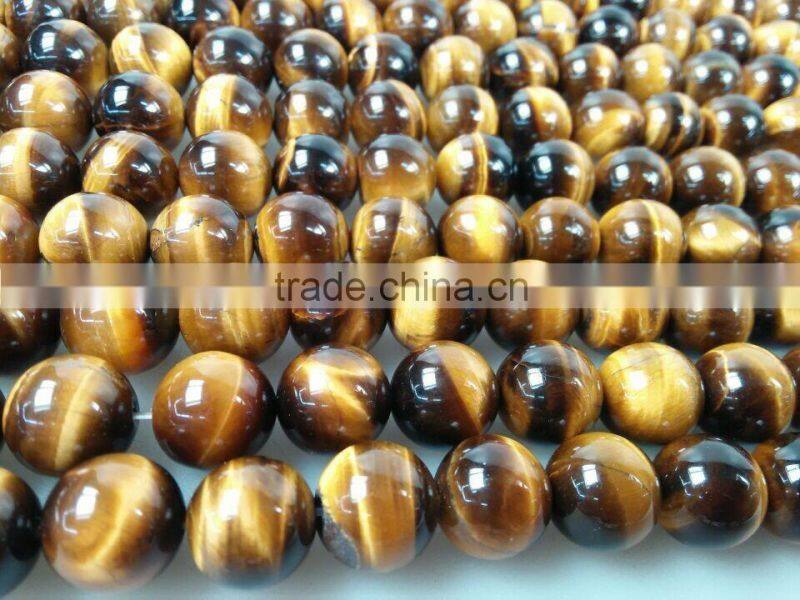 Polish Natural Stone Beads Yellow Tiger Eye Stone Loose Beads