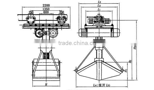 travelling grab bucket 50 ton crane