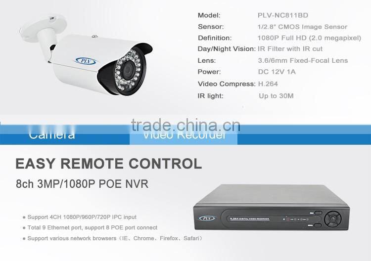 shenzhen top factory 8ch nvr poe 1080p surveillance system plug and play