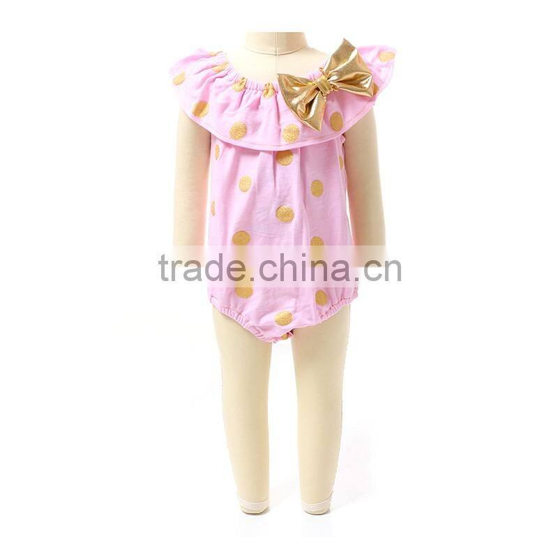 2016 Kaiya Wholesale Chirlden Boutique Clothing Printed Fabric Baby Romper