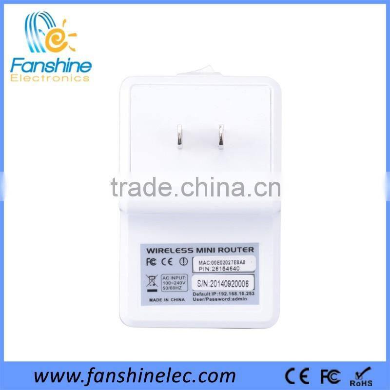 Fanshine 300Mbps Wireless Home Mini Wifi Repeater with 2 Lan Ports and On Off