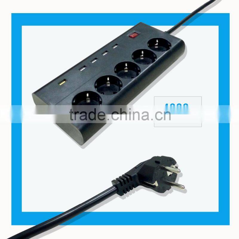 new arrival Euro 5 outlet electrical distribution board with usb port FC3.0 high speed charger surge protection