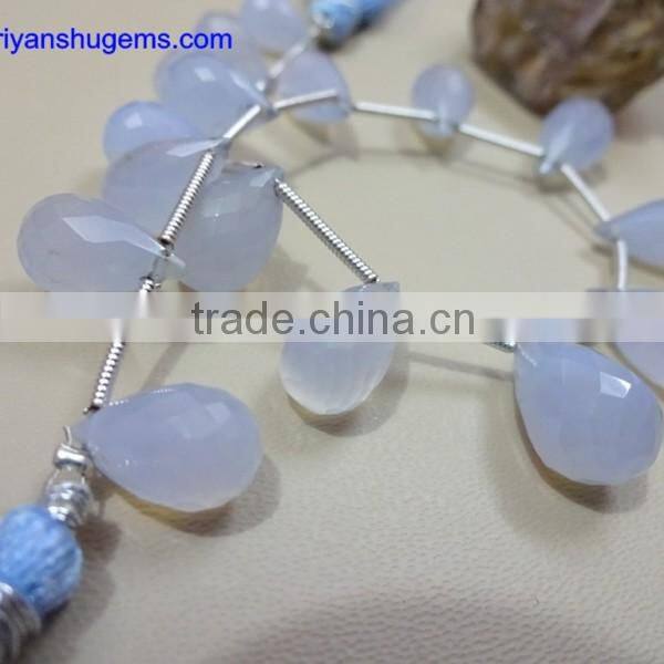 Lavender Blue Chalcedony Faceted Drops