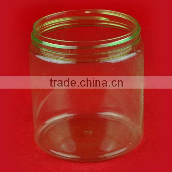 300ml green clear PET plastic candy can for food packaging
