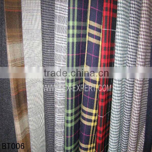 Yarn Dyed Polyester Wool Check Fabric
