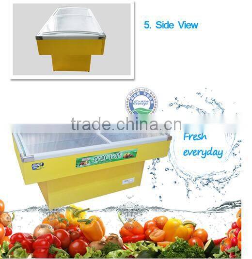 SD-1400D island freezer glass door chest freezers commercial fish barbecue freezer