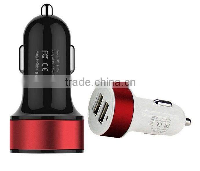 Car Charger With On Fff Switch 5V 2.1A Dual USB Car Charger With LED Chian Supplier