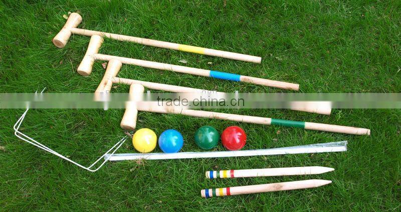 WOODEN 6 PLAYER CROQUET SET & BAG GARDEN GAME FOR KIDS