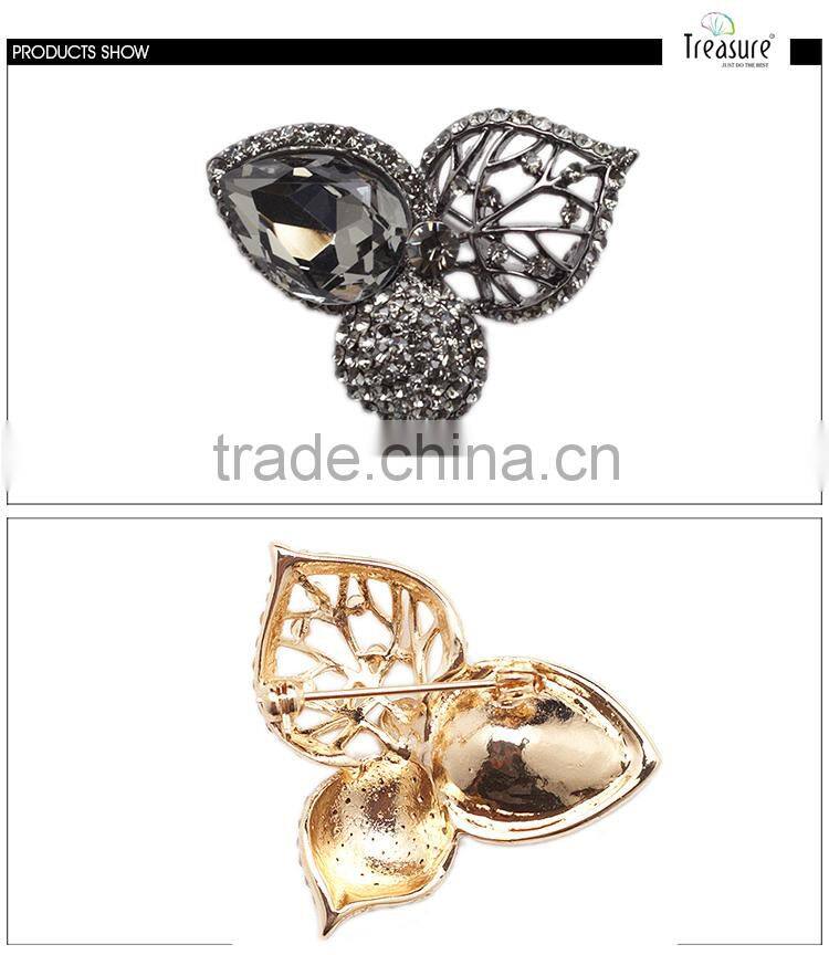 Brand Treasure clover shape brooch yiwu hot new products fashion diamond rhinestone clover shape brooch