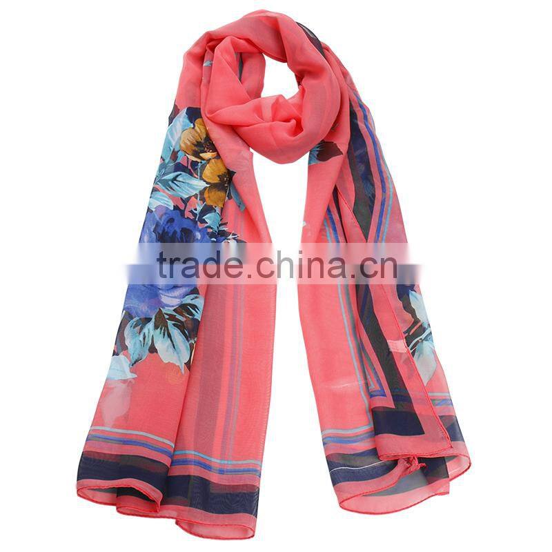 2015 Fashionable Flower Chiffon Scarf In Stock Whole Sale Hot Sale