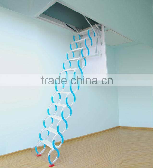 Indoor duplex staircase folding attic ladders, steel retractable stairs