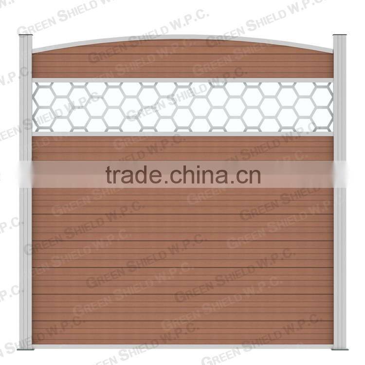 WPC/Wood Plastic Fence/Enclosure Wall 1.8m/2.0m/arc top rail/figured/glass
