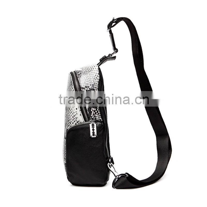 Factory fashion design genuine leather chest bag shoulder bags for man