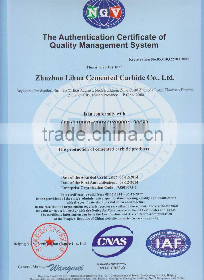 zhuzhou tungsten carbide insert for peeling machine