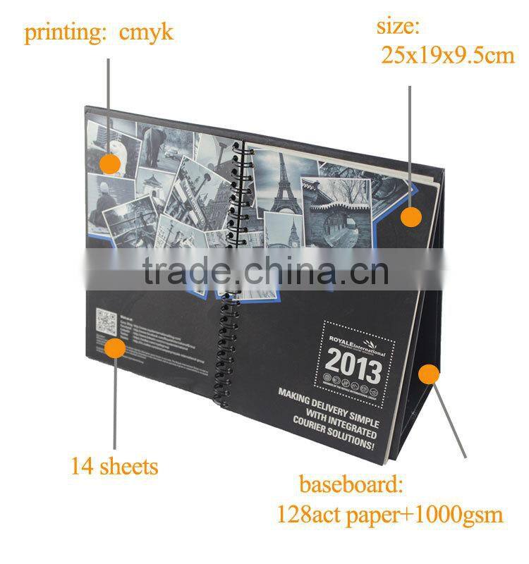 Offset printing 2016 New design spiral binding paper custom table calendar wholesale